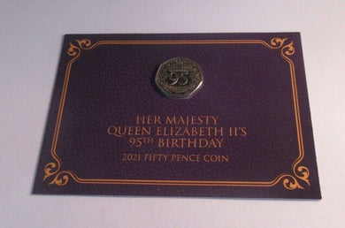 HM Queen Elizabeth II's 95th Birthday Gibraltar 50p Coin With Gold Ink In Pack