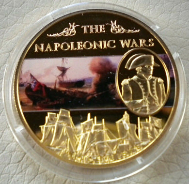 2013 THE NAPOLEONIC WARS GOLD PLATED TWENTY FIVE PENCE CROWN WITHIN CAPSULE