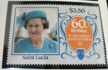 Load image into Gallery viewer, QUEEN ELIZABETH II THE 60TH BIRTHDAY OF HER MAJESTY SAINT LUCIA STAMPS MNH
