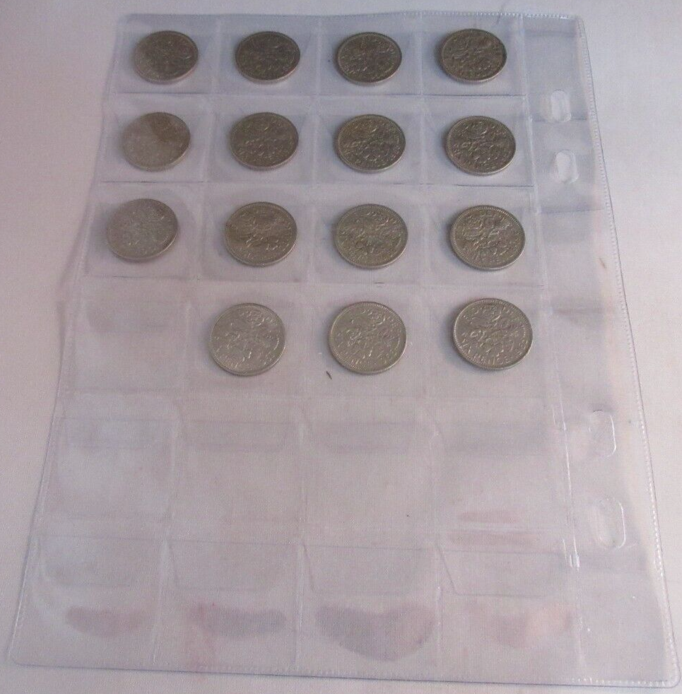 1953-1967 QUEEN ELIZABETH II SIXPENCE 6d FULL 15 COIN SET IN CLEAR FLIP