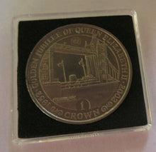 Load image into Gallery viewer, 2002 GOLDEN JUBILEE LONDON TOWER BRIDGE PROOF GIBRALTAR ONE CROWN COIN BOX &amp; COA
