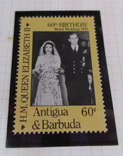 Load image into Gallery viewer, 1986 QUEEN ELIZABETH II 60TH BIRTHDAY ANTIGUA &amp; BARBUDA STAMPS &amp; ALBUM SHEET
