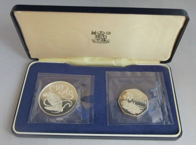 1974 ROYAL MINT SEYCHELLES SILVER PROOF TURTLES 2 COIN SET 10 & 5 RUPEES SEALED