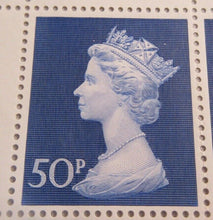 Load image into Gallery viewer, 1970 QUEEN ELIZABETH II BLUE BLOCK OF 4 LARGE 50P STAMPS MNH
