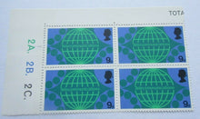 Load image into Gallery viewer, 1969 TELECOMMUNICATIONS 9d 1/- &amp;  AUTOMATIC SORTING 1/6 STAMPS MNH 3 BLOCK OF 4
