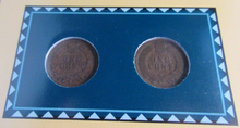 Load image into Gallery viewer, INDIAN HEAD PENNIES ISSUED 1890 &amp; 1891 WITH POSTAGE STAMPS ON ALBUM INFO SHEET
