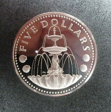 Load image into Gallery viewer, 1973 SILVER PROOF $5 SHELL FOUNTAIN IN BRIDGETOWN BARBADOS COIN JOHN PINCHES
