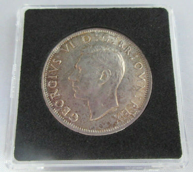 1943 GEORGE VI BARE HEAD COINAGE HALF 1/2 CROWN UNC IN QUADRANT CAPSULE