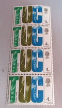 Load image into Gallery viewer, 1968 BRITISH TUC 4d 8 STAMPS MNH WITH CLEAR FRONTED STAMP HOLDER
