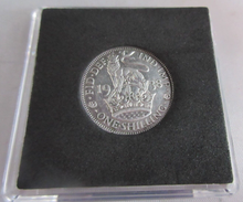 Load image into Gallery viewer, 1938 KING GEORGE VI BARE HEAD .500 SILVER ENG ONE SHILLING COIN IN QUAD CAPSULE
