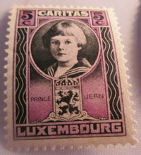 Load image into Gallery viewer, 1926 LUXEMBOURG PRINCE JEAN CARITAS 5c, 40c, 50c, 75c &amp; 1.50frs STAMPS
