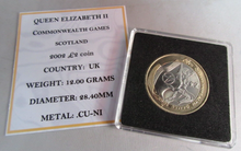 Load image into Gallery viewer, 2002 COMMONWEALTH GAMES SCOTLAND QEII £2 TWO POUND COIN EF QUAD CAPSULE &amp; COA
