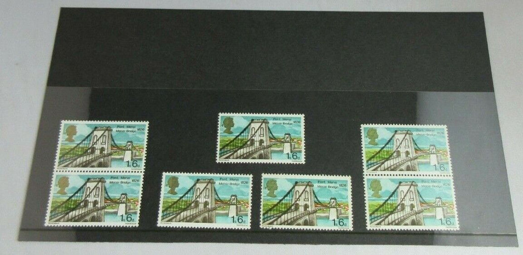 1968 PORT MENAI BRIDGE 1s 6d 7 X STAMPS MNH IN CLEAR FRONTED STAMP HOLDER