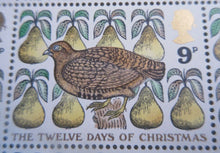 Load image into Gallery viewer, 1977 THE TWELVE DAYS OF CHRISTMAS 9p BLOCK OF 9 STAMPS MNH
