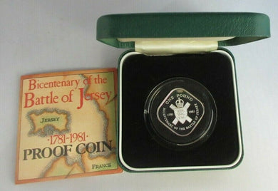 1981 BICENTENARY OF THE BATTLE OF JERSEY SILVER PROOF BAILIWICK O JERSEY £1 COIN