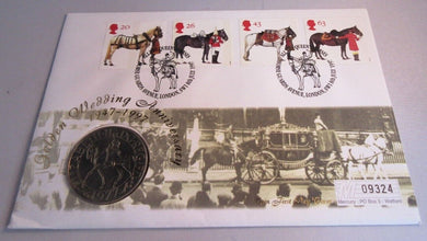1997 GOLDEN WEDDING ANNIVERSARY, ALL THE QUEEN'S HORSES SILVER JUBILEE CROWN PNC