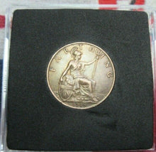 Load image into Gallery viewer, 1918 GEORGE V FARTHING END OF WWI UNC IN LIGHTHOUSE QUAD CAPSULE
