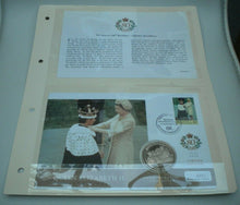 Load image into Gallery viewer, 2005 HM QUEEN ELIZABETH II 80TH BIRTHDAY, CHARLES INVESTITURE 1 CROWN COIN PNC
