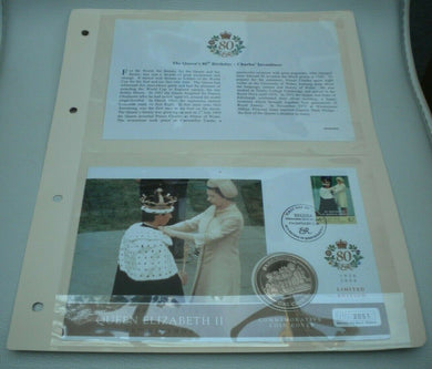 2005 HM QUEEN ELIZABETH II 80TH BIRTHDAY, CHARLES INVESTITURE 1 CROWN COIN PNC