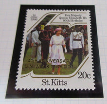 Load image into Gallery viewer, 1986 QUEEN ELIZABETH II 60TH BIRTHDAY ST KITTS STAMPS &amp; ALBUM SHEET
