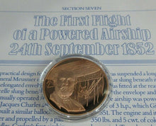 Load image into Gallery viewer, History of Man in Flight 1973 Gold Plated Bronze Scarce Medals + Info Sheet
