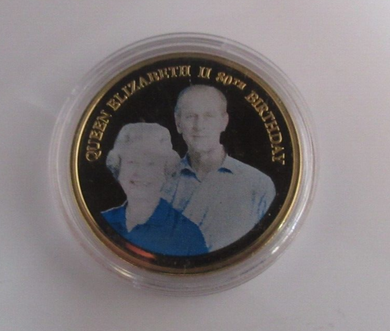 Queen Elizabeth II 80th Birthday QEII + Philip 2006 Colourised Proof Medal