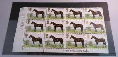 1978 THOROUGHBRED 13p BLOCK OF 12 STAMPS MNH