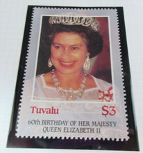 Load image into Gallery viewer, 1986 QUEEN ELIZABETH II 60TH BIRTHDAY TUVALU STAMPS &amp; ALBUM SHEET
