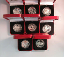 Load image into Gallery viewer, 1992 Barcelona Olympics 1991 Silver Proof Gibraltar Crown Coins From Pobjoy +Box
