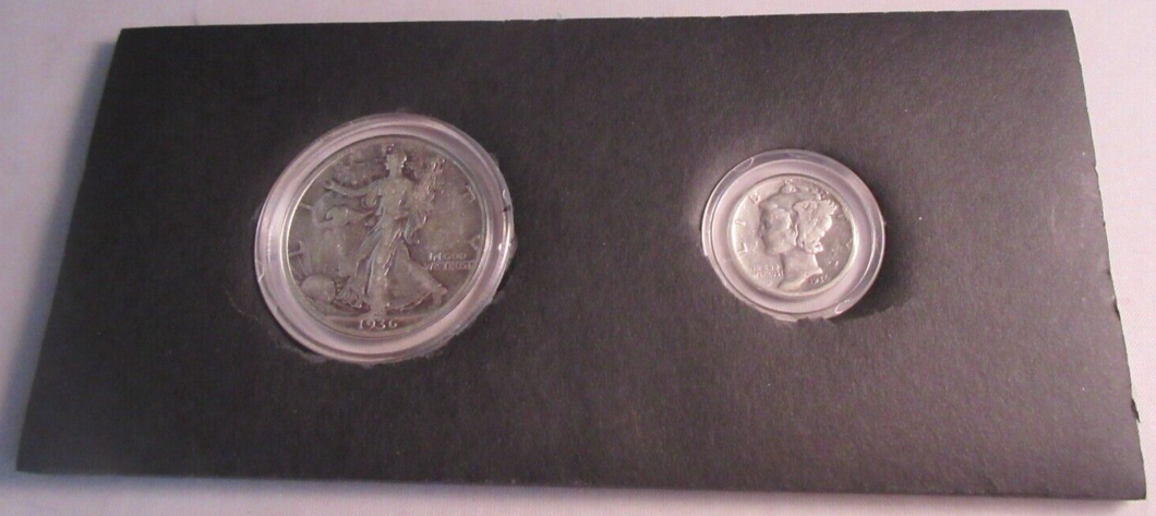 1936 AMERICAS MOST BEAUTIFUL .900 SILVER COINS HALF DOLLAR & ONE DIME SET