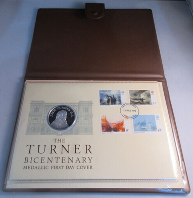 1975 TURNER BICENTENARY SILVER .925 MEDALLIC FIRST DAY COVER PNC IN PADDED CASE