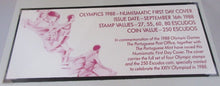 Load image into Gallery viewer, 1988 JOGOS OLIMPICOS SEOUL COIN COVER WITH POSTAGE STAMPS AND POSTMARK PNC
