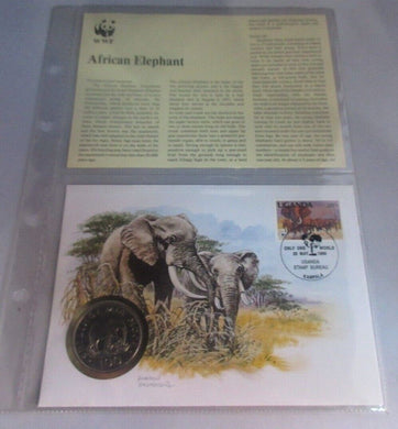 1986 OFFICIAL WWF AFRICAN ELEPHANT BUNC TANZANIA 100 SHILlINGI COIN FDC PNC