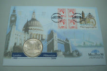 Load image into Gallery viewer, 1998 THE LANDMARKS OF LONDON COMMEMORATIVE BUNC VIRENIUM  £5 COIN COVER PNC
