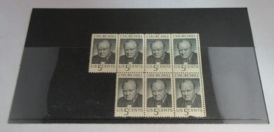 WINSTON CHURCHILL US 5 CENTS 7 X STAMPS MNH WITH CLEAR FRONTED STAMP HOLDER