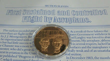 Load image into Gallery viewer, History of Man in Flight 1973 Gold Plated Bronze Scarce Medals + Info Sheet
