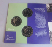 Load image into Gallery viewer, 2002 DIANA PRINCESS OF WALES THE WORK CONTINUES CHANNEL ISLANDS 3 X £5 BUnc SET
