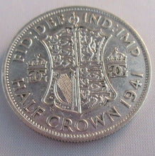 Load image into Gallery viewer, 1941 KING GEORGE VI HALF CROWN aUNC.500 SILVER COIN IN PROTECTIVE CLEAR FLIP
