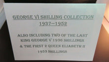 Load image into Gallery viewer, 1937-1952 KING GEORGE VI SHILLING COLLECTION ALSO INCLUDES 2 GEORGE V &amp; 2 QEII
