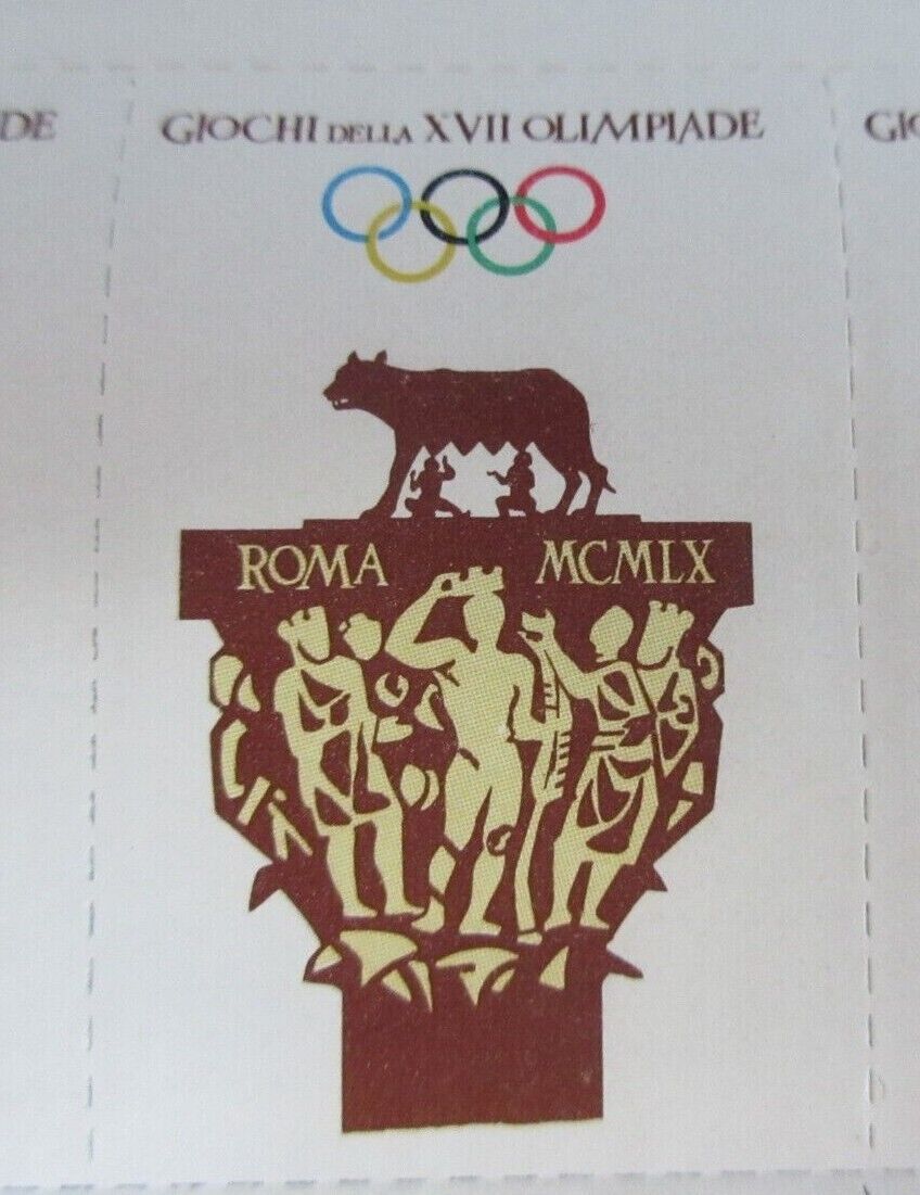 1960 ROME OLYMPICS OFFICIAL POSTER STAMPS LABELS PRINTED IN 11 LANGUAGES RARE