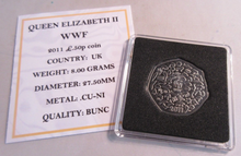 Load image into Gallery viewer, 2011 WWF QEII BUNC 50P FIFTY PENCE COIN WITH QUAD CAPSULE &amp; COA
