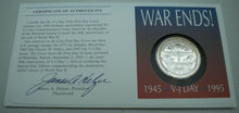 Load image into Gallery viewer, 1945-1995 WAR ENDS 50TH ANNIV VJ DAY REP MARSHALL ISLANDS $5 COIN COVER PNC/INFO
