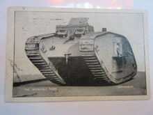 Load image into Gallery viewer, WWI POSTCARD THE INVINCIBLE TANK SENT FEB 1918 WAR BOND CANCELED
