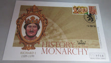 Load image into Gallery viewer, RICHARD I HISTORY OF THE MONARCHY PNC,FIRST DAY COVER,STAMPS &amp; INFORMATION SET
