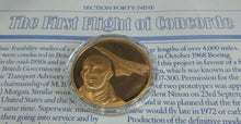 Load image into Gallery viewer, History of Man in Flight 1973 Gold Plated Bronze Scarce Medals + Info Sheet
