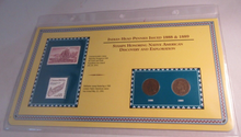 Load image into Gallery viewer, INDIAN HEAD PENNIES ISSUED 1888 &amp; 1889 WITH POSTAGE STAMPS ON ALBUM INFO SHEET
