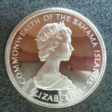 Load image into Gallery viewer, 1971 BAHAMAS QUEEN ELIZABETH II 1 DOLLAR .925 SILVER PROOF 34MM COIN CONCH SHELL

