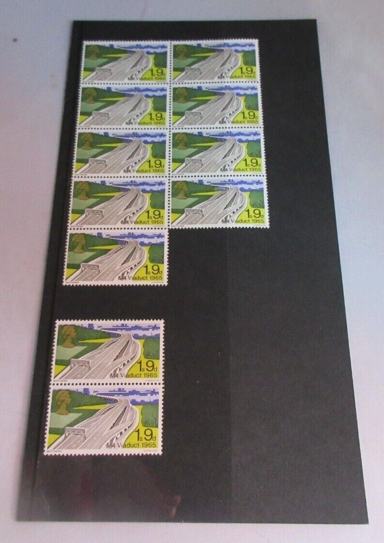 1968 M4 VIADUCT BRIDGE 1s 9d 11 X STAMPS MNH IN CLEAR FRONTED STAMP HOLDER