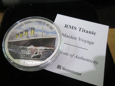 2005 RMS TITANIC COLOURED 1oz .999 SILVER EAGLE DOLLAR WITH COA MAIDEN VOYAGE