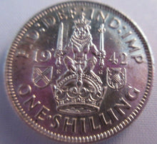 Load image into Gallery viewer, 1942 KING GEORGE VI BARE HEAD .500 SILVER UNC ONE SHILLING COIN &amp; CLEAR FLIP S2
